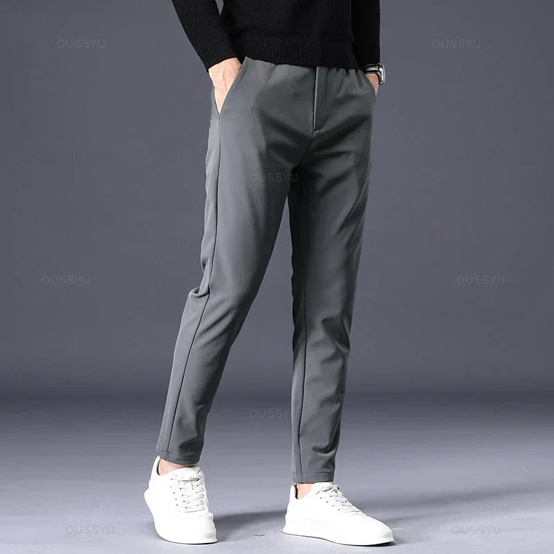 Pantalon élégant d'hiver avec doublure en polaire ultra-chaude pour Homme