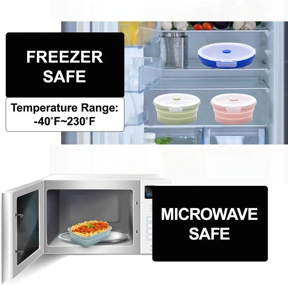 Lot de 4 Boîte de Conservation Pliables & Micro-Ondables en Silicone