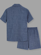 Ensemble Homme Chemise et Short en Coton et Lin – Tenue 2 Pièces Décontractée et Respirante