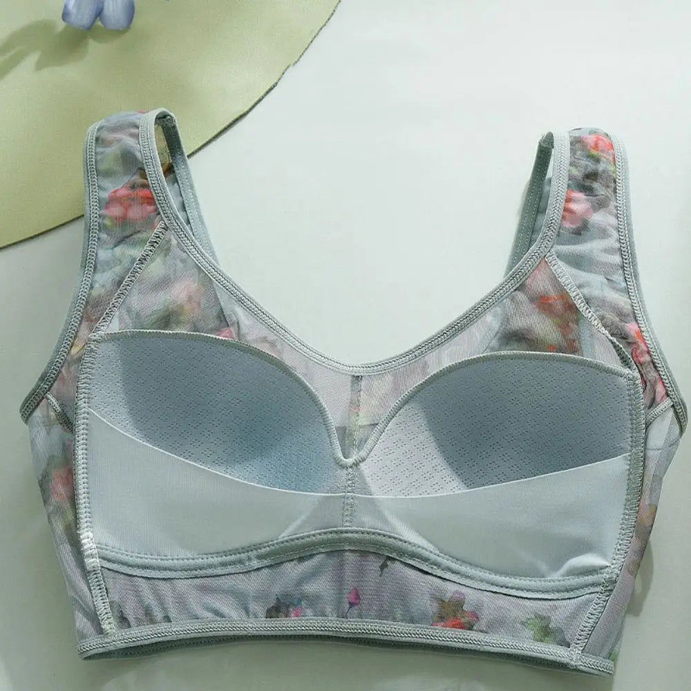 Brassière Push-Up Femme Florale Sans Armatures ni Agrafes - Douce & Confortable