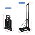 Diable à Main Pliable et Portable avec Cordes de Maintien - Jusqu'à 25kg