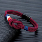 Bracelet Double Corde – Drapeau Français Tissé