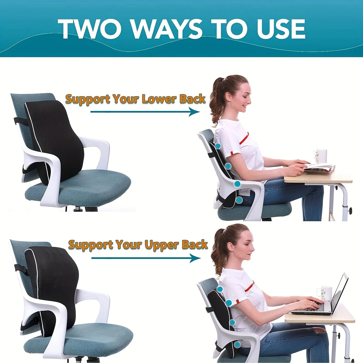 Coussin Lombaire Ergonomique Mousse à Mémoire de Forme — Soutien Dorsal
