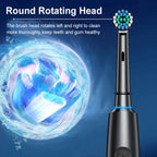 Brosse à dents électrique rotative avec nettoyage ultrasonique — 4 têtes de rechange incluses