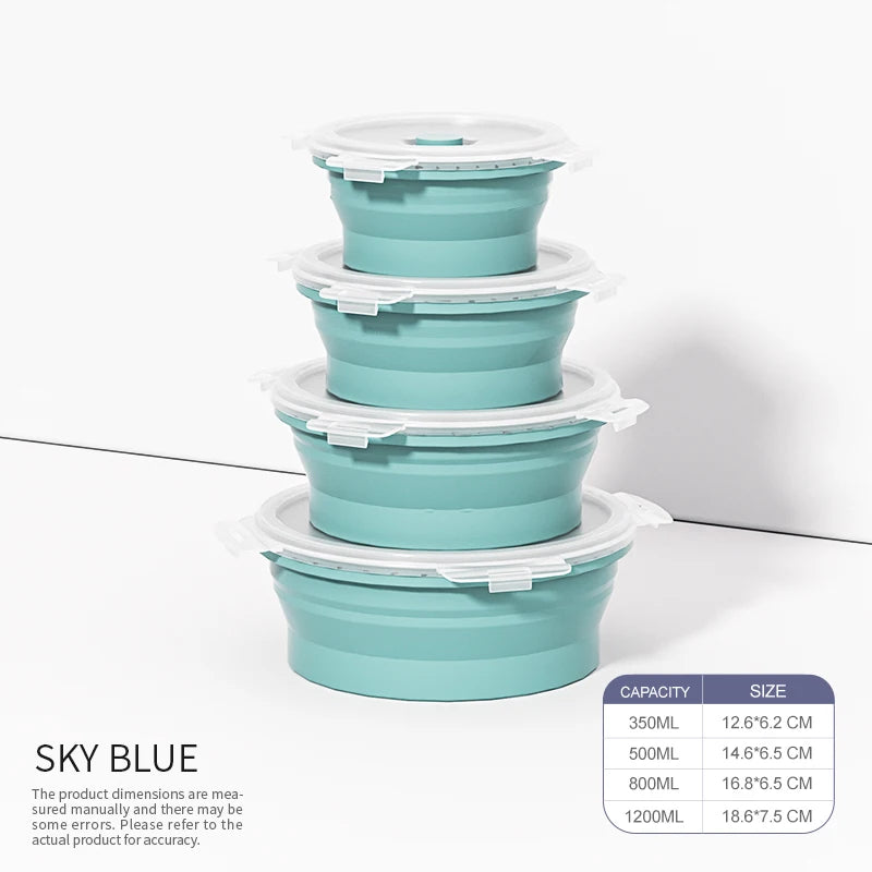 Lot de 4 Boîte de Conservation Pliables & Micro-Ondables en Silicone