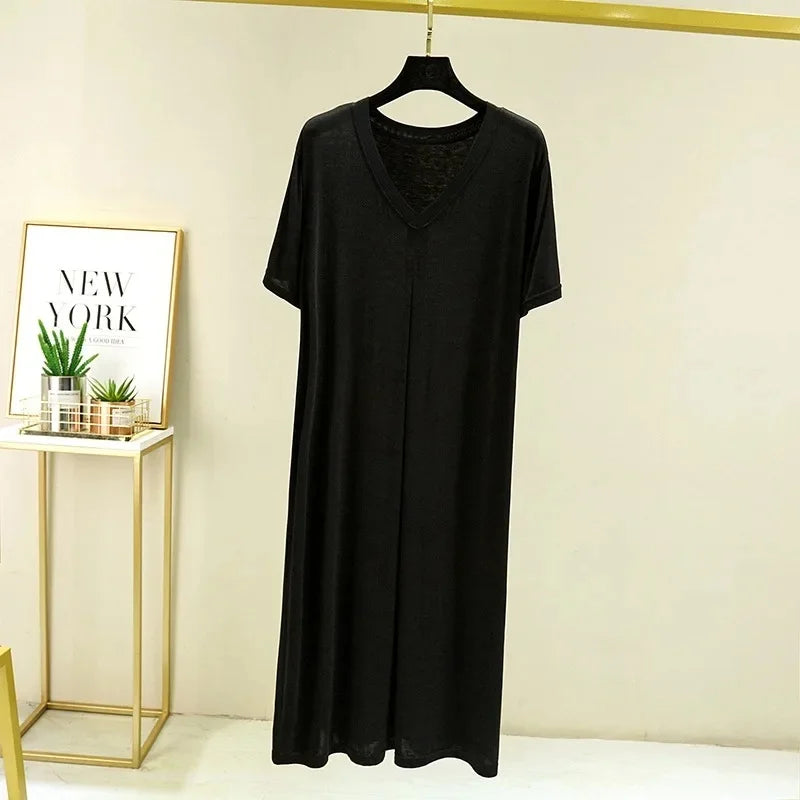 Robe de Nuit en Modal Fluide & Légère à Col V