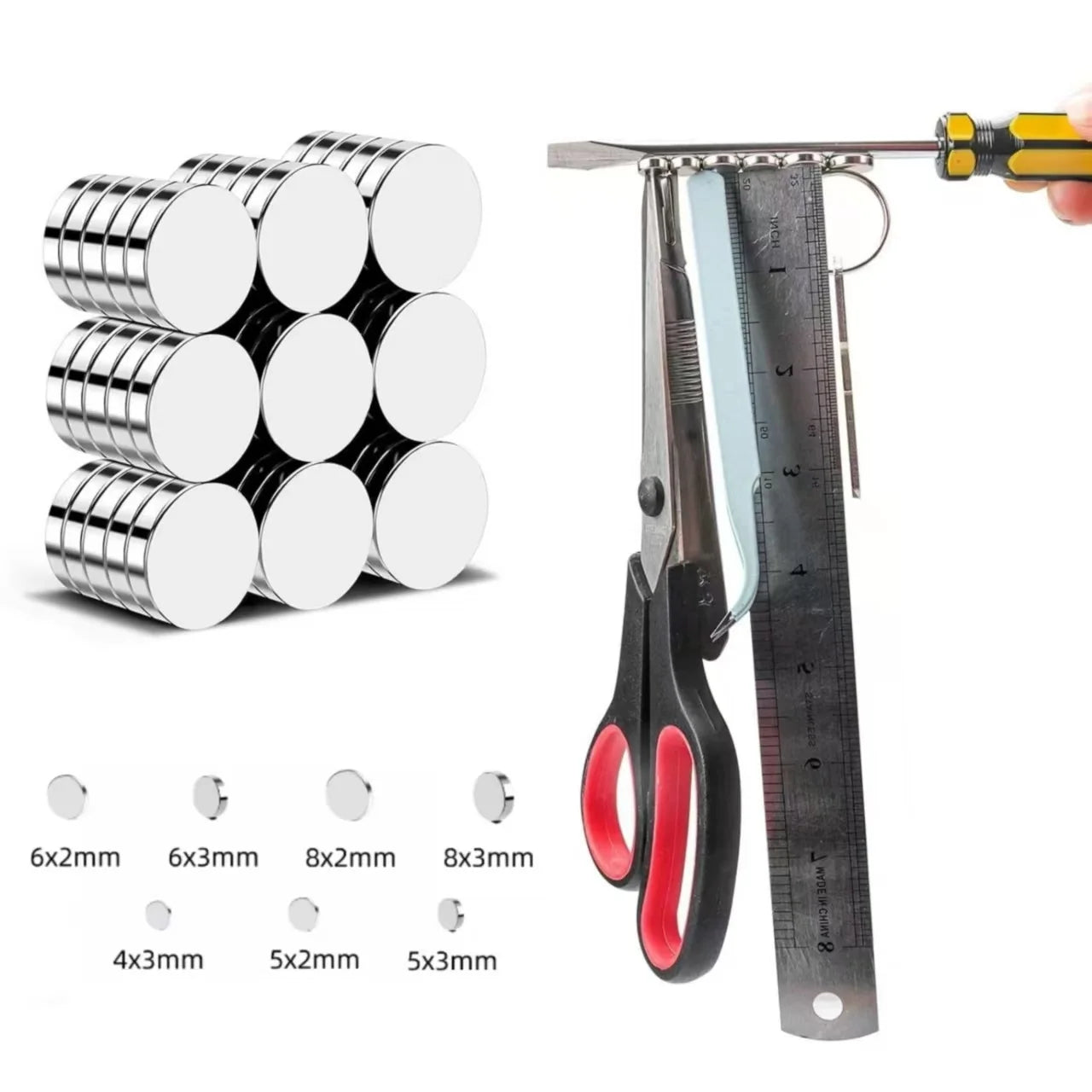 Lot de 50 Mini Aimants Ronds – 6 Tailles pour Bricolage, Décoration, Artisanat...
