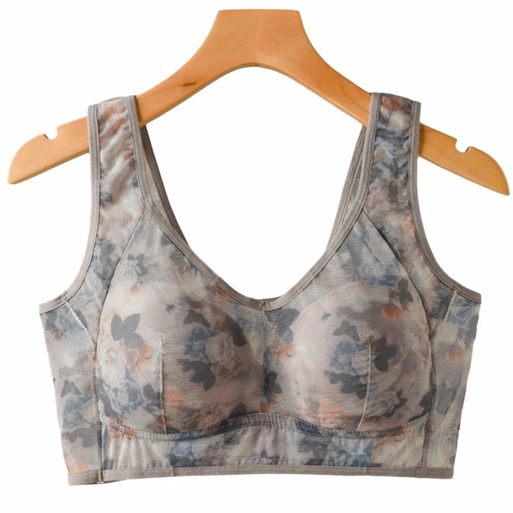 Brassière Push-Up Femme Florale Sans Armatures ni Agrafes - Douce & Confortable