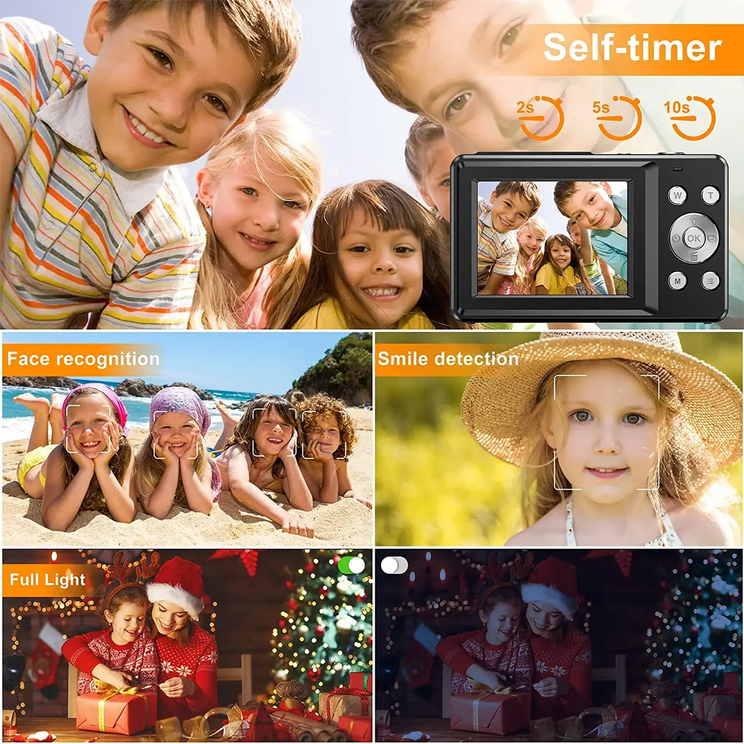 Appareil Photo Numérique HD 1080P 44MP – Zoom 16X – Écran 2,4″ – Rechargeable et Compact Housse + Carte SD 32 Go OFFERTE