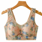 Brassière Push-Up Femme Florale Sans Armatures ni Agrafes - Douce & Confortable