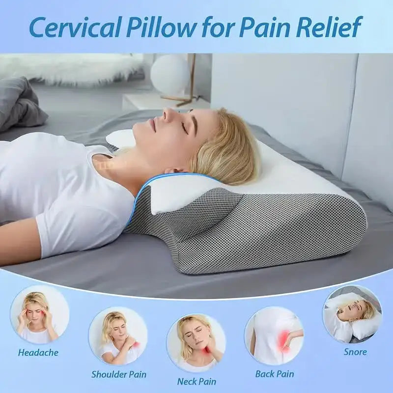Oreiller cervical à mémoire de forme, efficace contre les douleurs