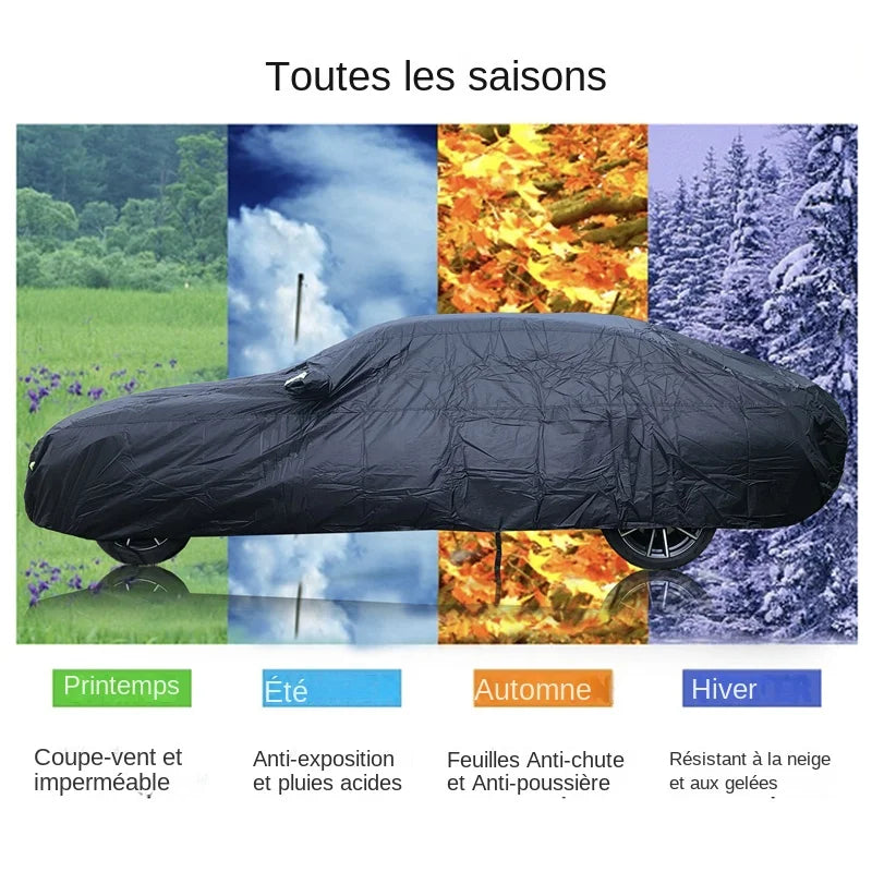 Housse de Voiture Universelle Imperméable SUV/Berline Protection UV, Pluie & Neige – Fermeture Zippée et Repères Réfléchissants
