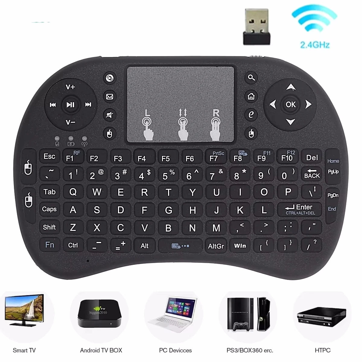 Mini Clavier Sans Fil AZERTY avec Pavé Tactile – Air Mouse RGB Rétroéclairé pour PC et TV Box