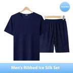 Pyjama homme manches courtes en modal sans couture — ensemble été léger col rond