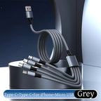 Câble de Charge Tressé 2M Multi-Appareils 4-en-1 – USB-A vers USB-C, Micro-USB et Lightning