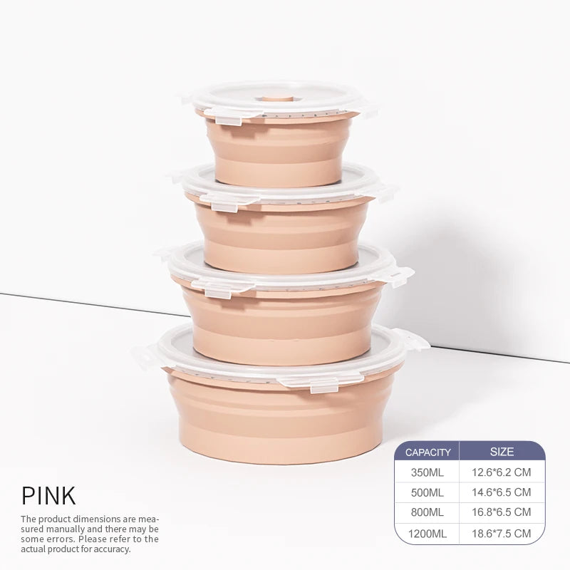 Lot de 4 Boîte de Conservation Pliables & Micro-Ondables en Silicone
