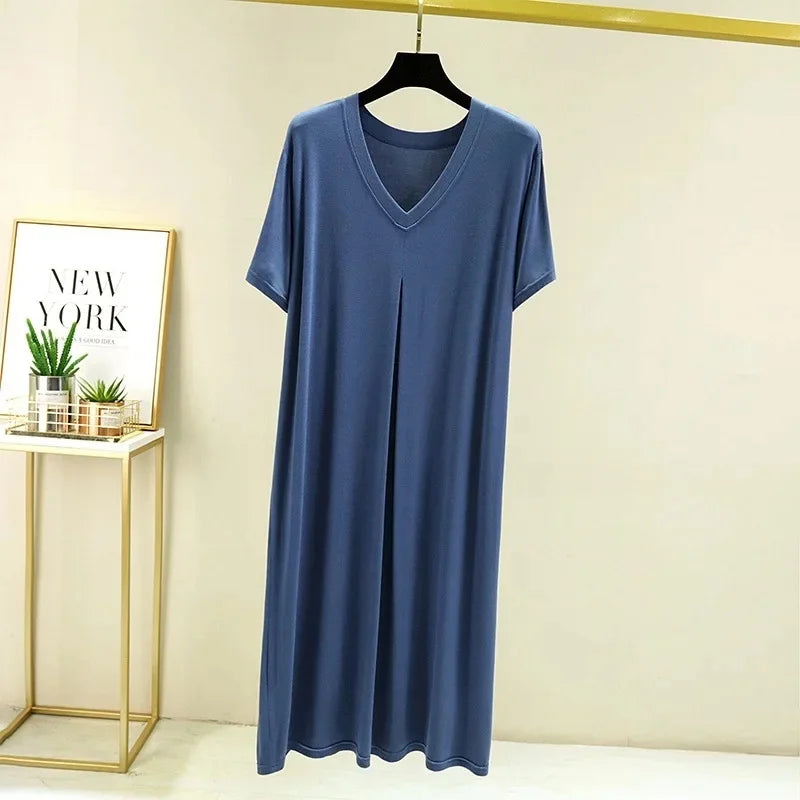 Robe de Nuit en Modal Fluide & Légère à Col V