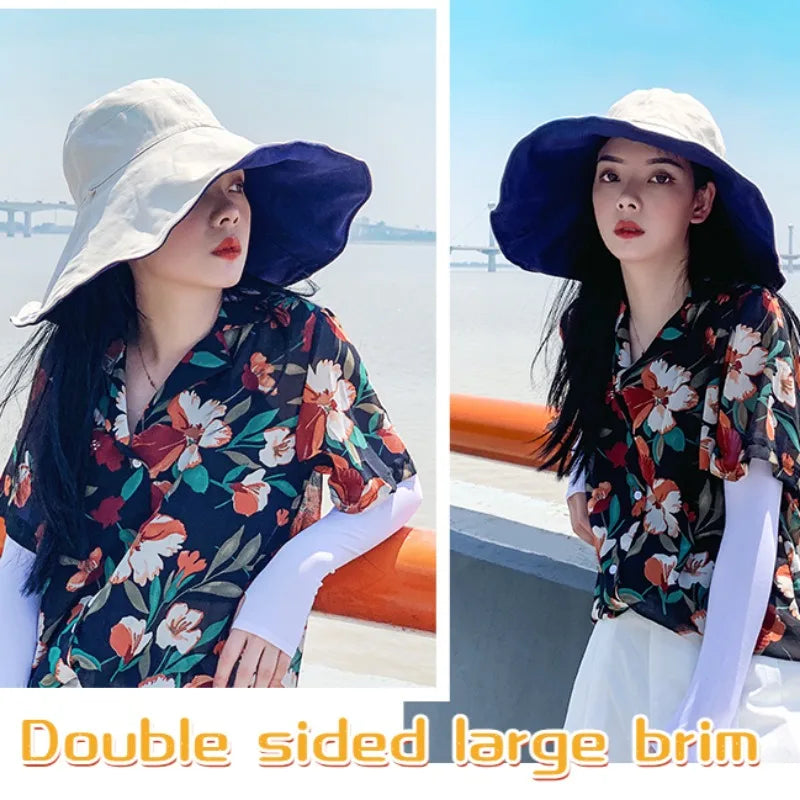 Chapeau Soleil Large Bord Femme UPF 50+ Réversible