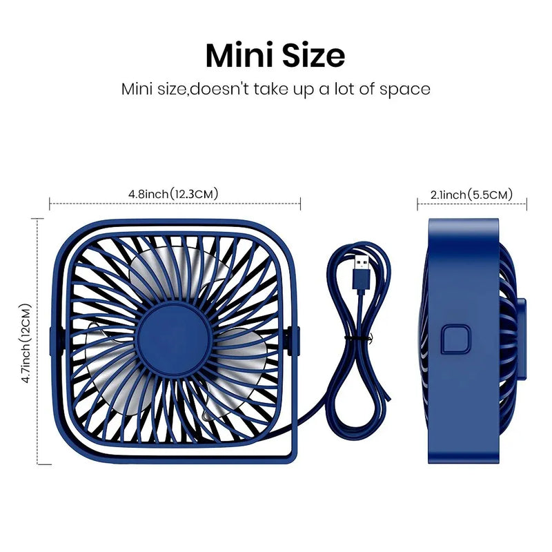 Mini Ventilateur Bureau Portable – Tête Pivotante 360°
