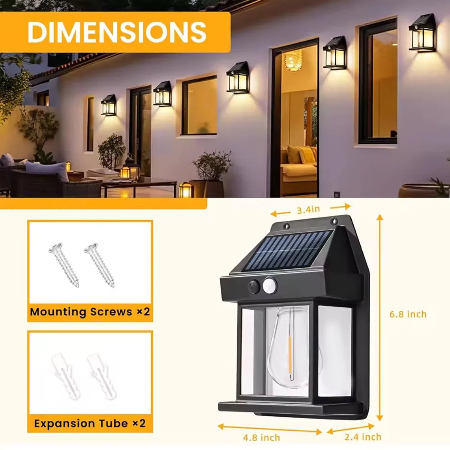 Lampe Extérieure Solaire – Détecteur + Style Vintage