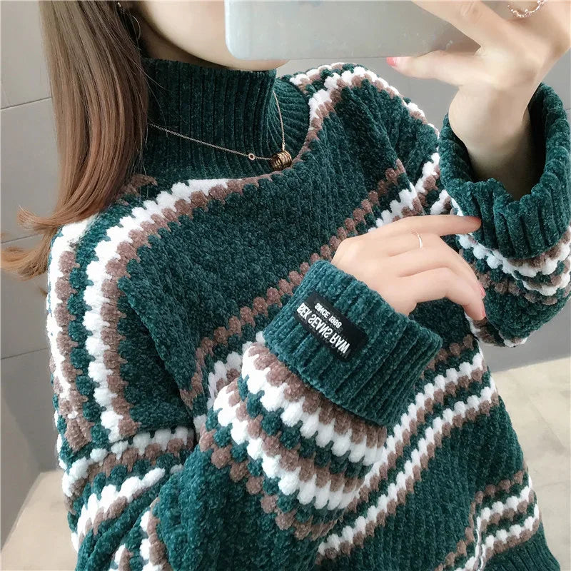 Pull Épais à Col Montant – Confort Automne-Hiver