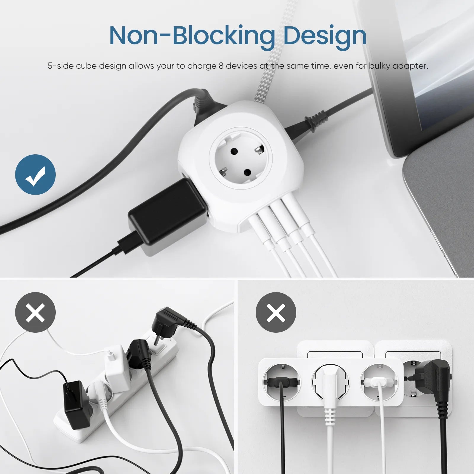 Multiprise rallonge USB 8 en 1 CUBE