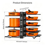 Organisateur de Casseroles et Poêles à 8 Niveaux Réglables – Support Métallique Double Face – Rangement Cuisine Gain de Place