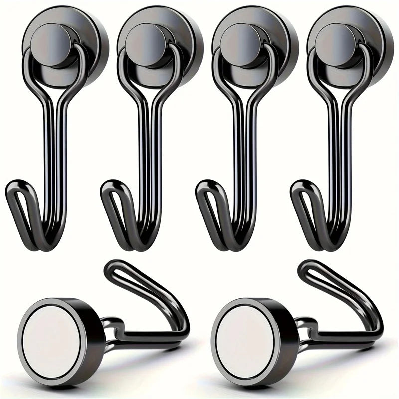 Crochets Magnétiques Ultra-Puissants en Néodyme – 6 pcs