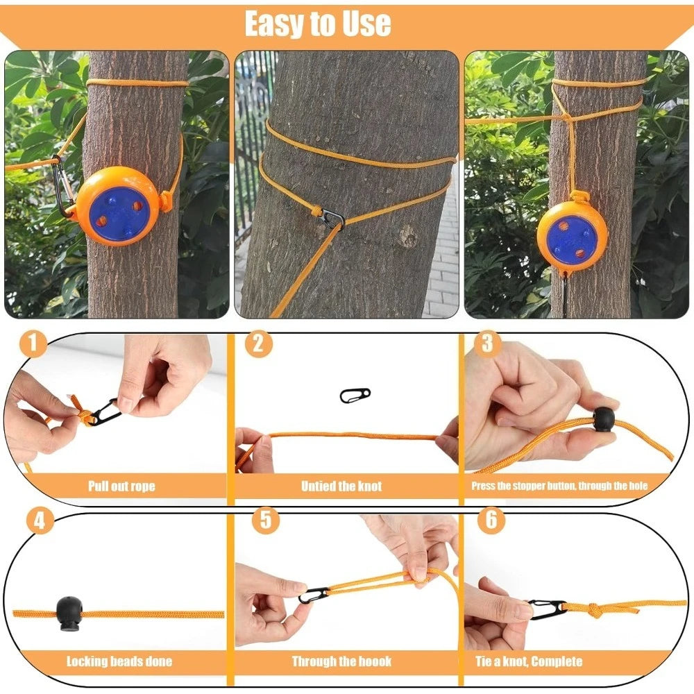 Corde à Linge Rétractable 10 m avec Mousqueton — Idéale pour Camping et Voyage