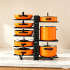 Organisateur de Casseroles et Poêles à 8 Niveaux Réglables – Support Métallique Double Face – Rangement Cuisine Gain de Place