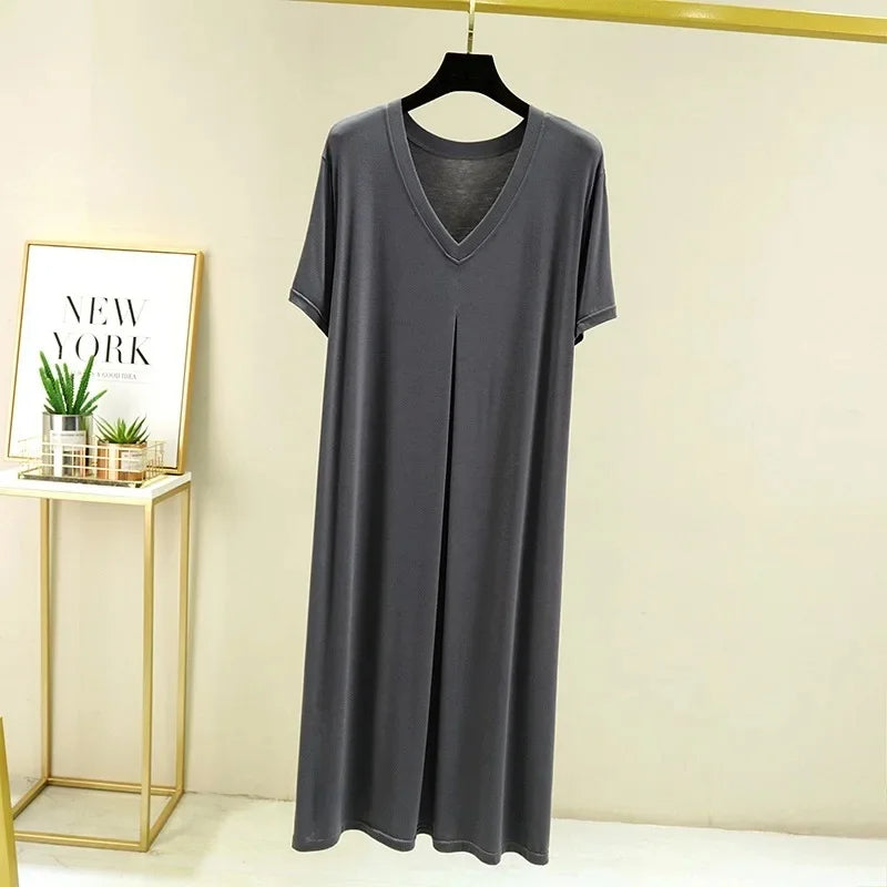 Robe de Nuit en Modal Fluide & Légère à Col V