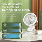 Ventilateur portable 360° facile à clipser - Eclairage LED intégré