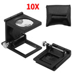 Loupe pliable Grossissement x10 avec règle et LED - Étui