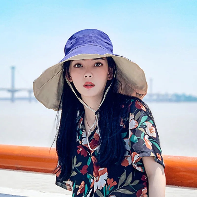 Chapeau Soleil Large Bord Femme UPF 50+ Réversible
