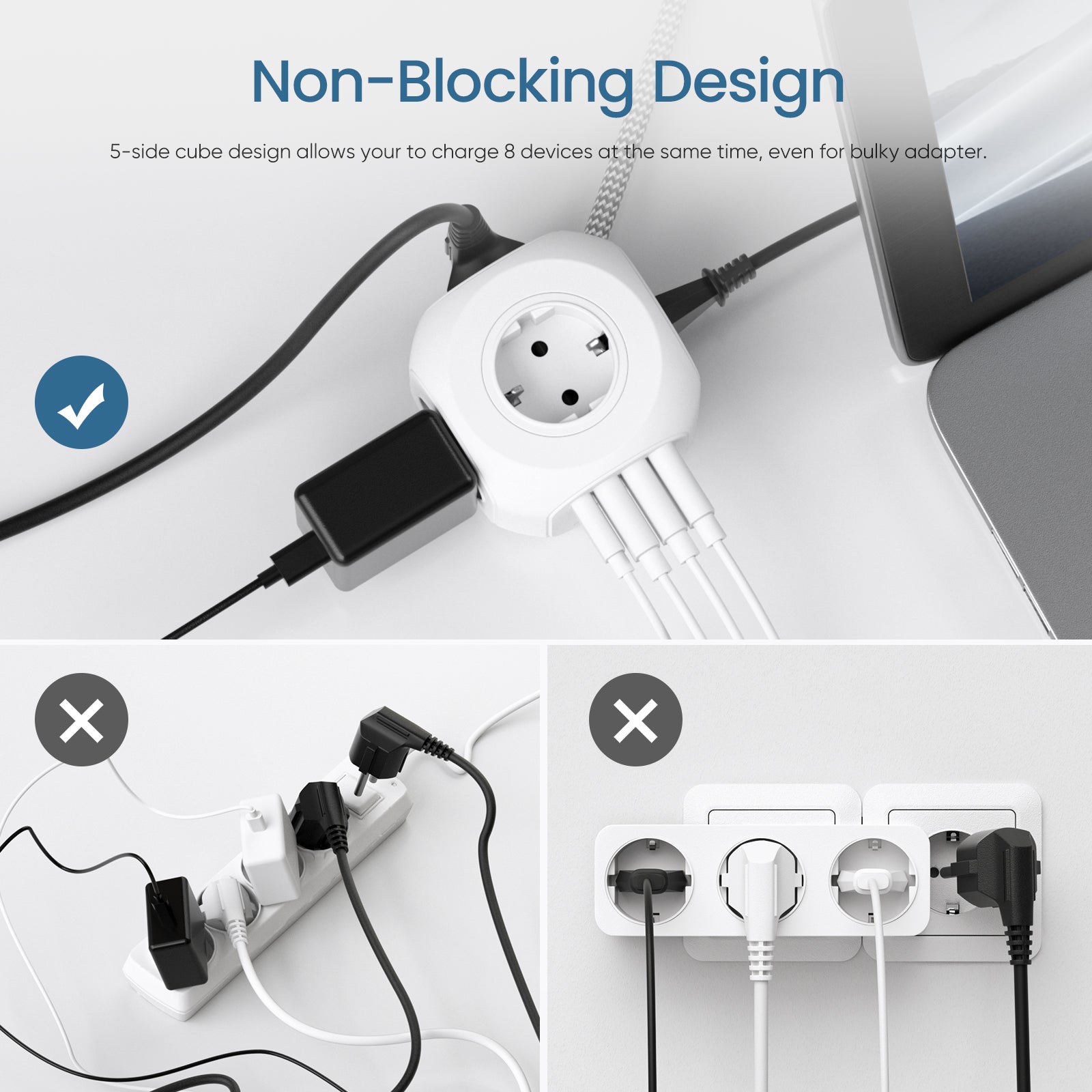 Multiprise rallonge USB 8 en 1 CUBE