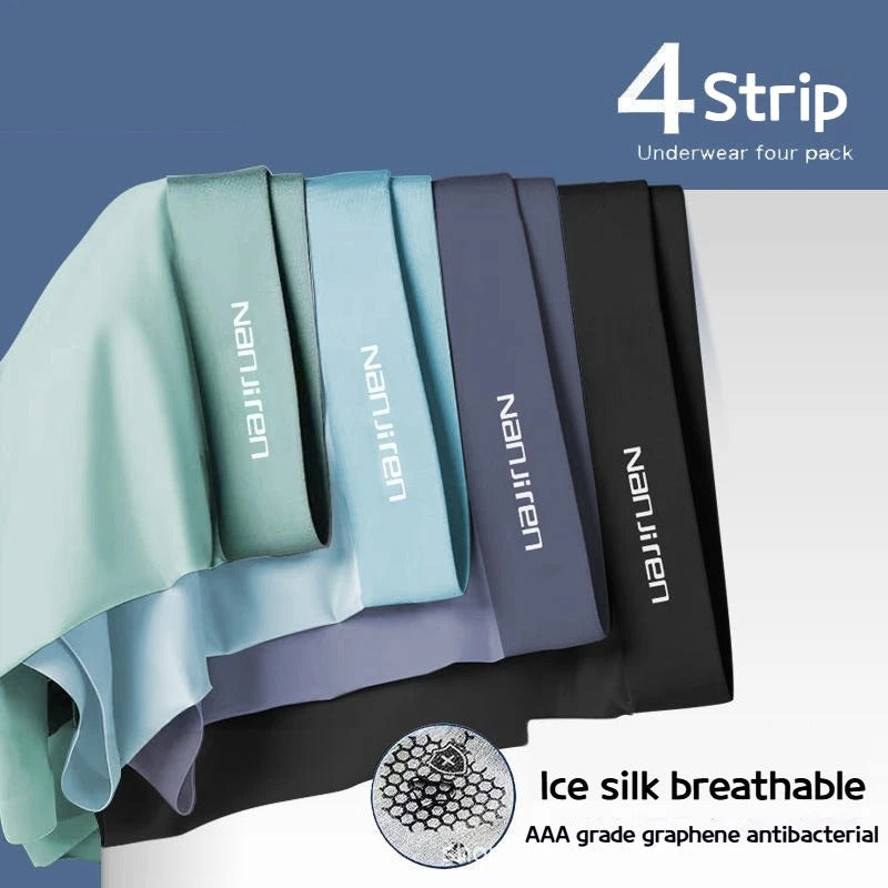 4x Boxer en soie glacée anti bactérien