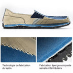 Mocassins en toile denim délavé