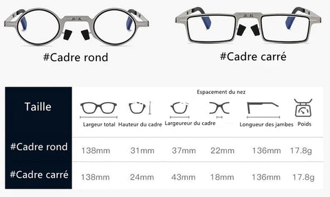 Lunettes de lecture pliables sans vis anti-lumière bleu