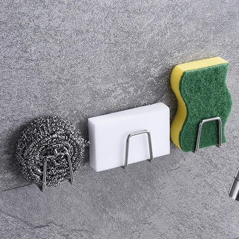 4x Support auto-adhesif pour éponge et serviette