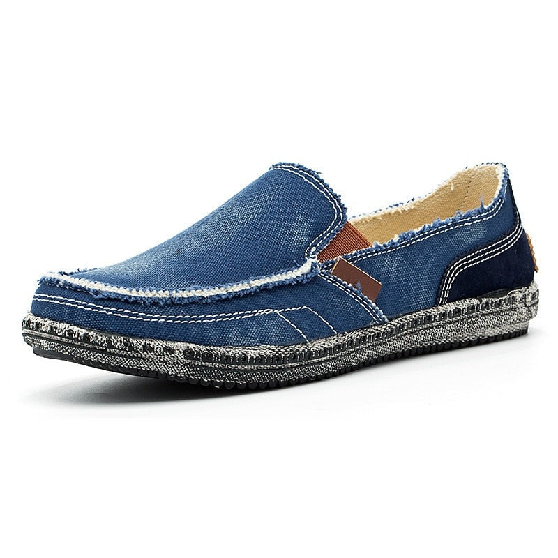 Mocassins en toile denim délavé