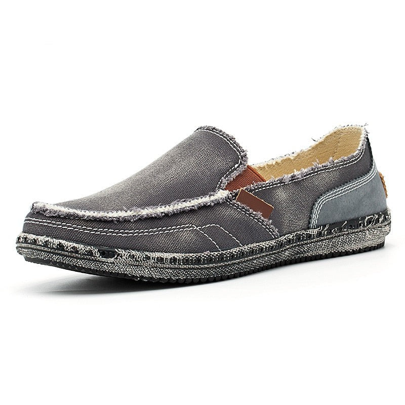 Mocassins en toile denim délavé
