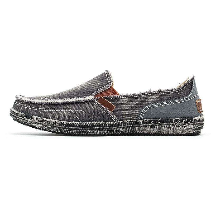 Mocassins en toile denim délavé