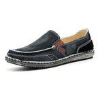 Mocassins en toile denim délavé