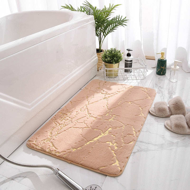 Tapis de bain ultra-absorbant effet marbre