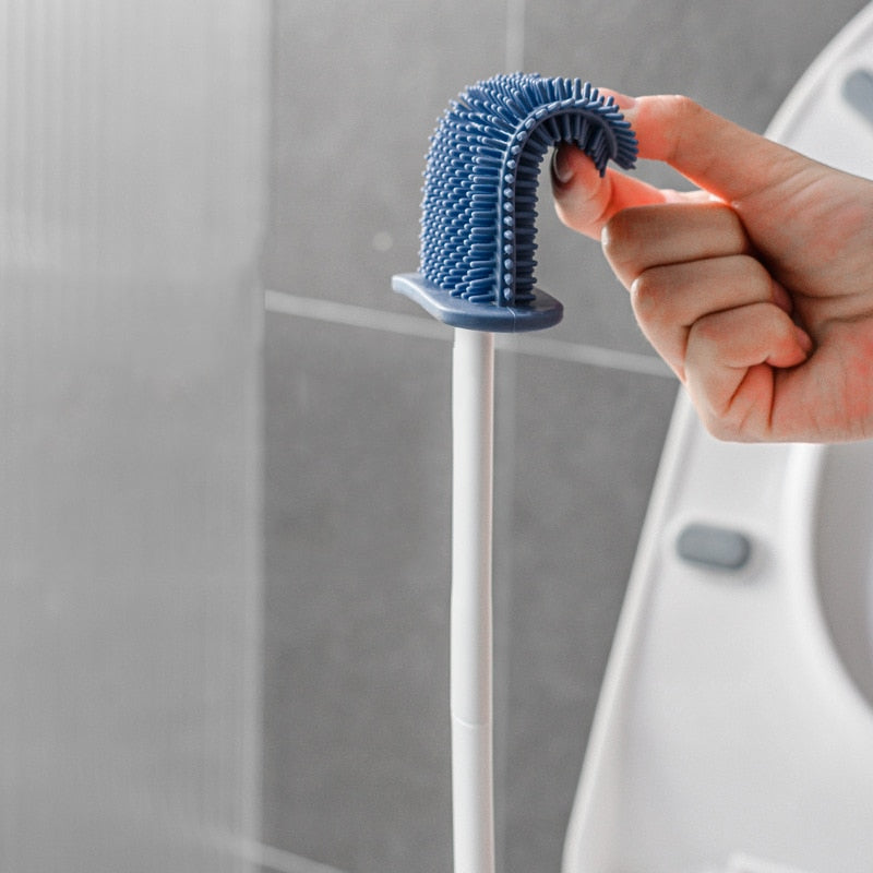 Brosse de toilette en silicone avec support