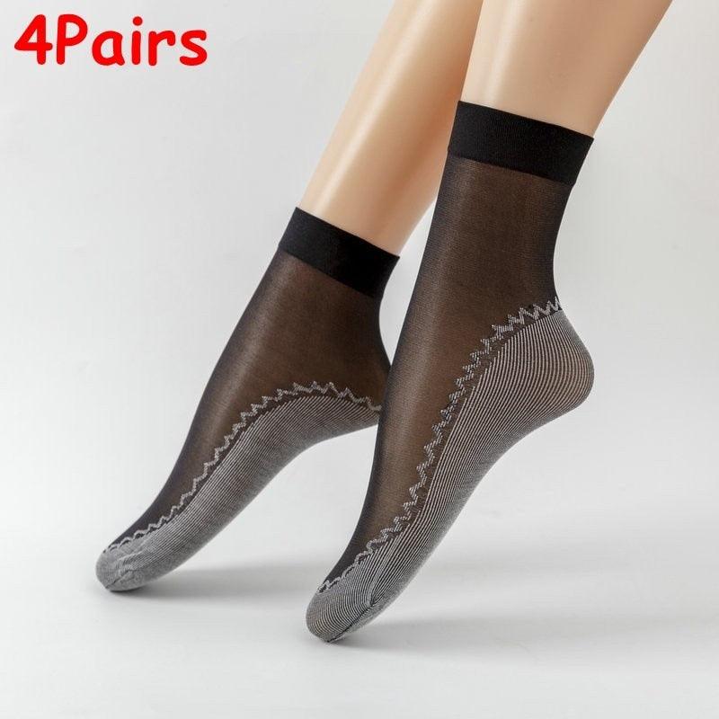 4x Bas transparents et antidérapants