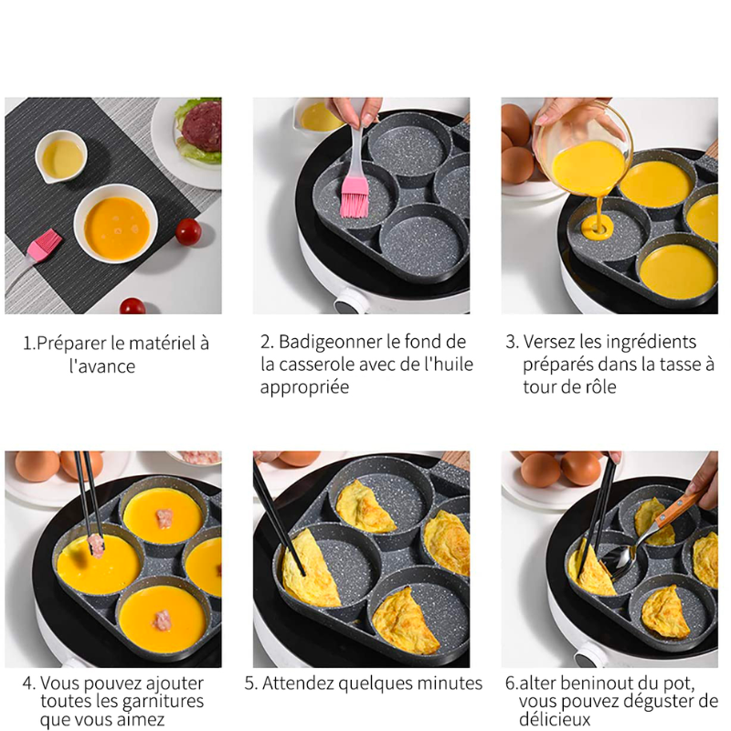 EASY COOK - Poêle à 4 compartiments antiadhésive