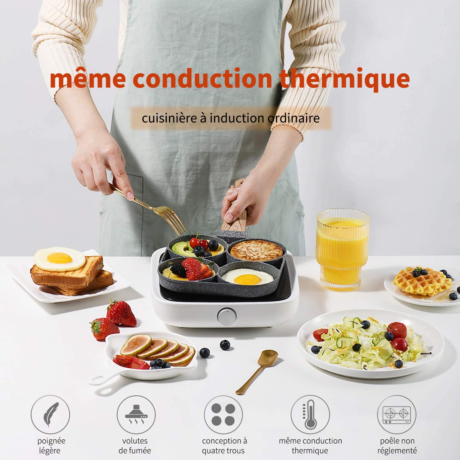 EASY COOK - Poêle à 4 compartiments antiadhésive