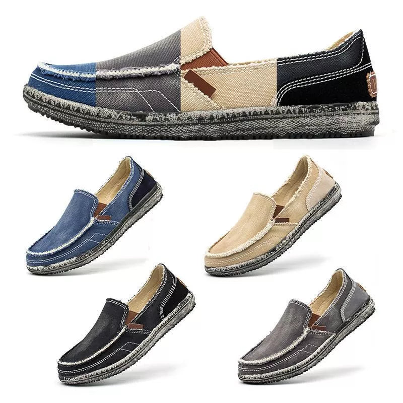 Mocassins en toile denim délavé