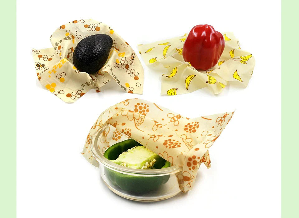 BEE WRAP - Lot de 3 Films alimentaires réutilisables cire d'abeille